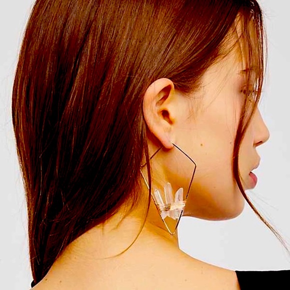 🍋2/$30 New Anthro White Quartz Earrings - Picture 4 of 9